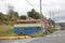 Colorful old Double Decker buses Alert Bay, BC