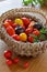 Colorful old tomato varieties basket