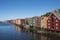 Colorful old warehouses by river Nidelv Trondheim