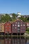 Colorful old warehouses by river Nidelv Trondheim