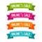 Colorful Online Sale ribbons. Eps10 Vector.