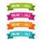 Colorful Online Sale ribbons on white background