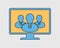 Colorful Online User group icon on gray background. Vector EPS