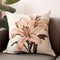 Colorful Orange Lily Printed Pillow On A Beige And Black Couch