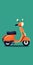 Colorful Orange Motor Scooter On Green Background - Creative Commons Attribution