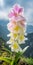 Colorful Orchid On Mountain: A Florentine Renaissance Inspired Masterpiece