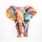 Colorful Origami Elephant Sculpture: Paper Craft And Watercolor Art