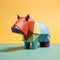 Colorful Origami Hippopotamus: A Playful And Curious Creation