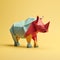 Colorful Origami Rhino: A Playful Minimalist Composition