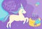 Colorful and original birthday greetings with cute unicorn and yummy cake.