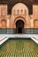 Colorful ornamental tiles at moroccan courtyard