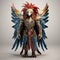 Colorful Ornate Eagle In Armor: 3d Rendered Art With Unreal Engine Style