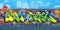 Colorful Outdoor Urban Streetart Graffiti Wall With Drawings Vector Illustration