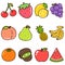 Colorful outlined simple fruits set