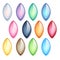 Colorful oval pearl glass gemstones set