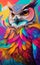 Colorful owl graffiti: a street art avian extravaganza