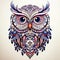 Colorful Owl Illustrations With Ornate Patterns