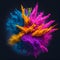 Colorful paint explosion, ai generated graphic art, holi holiday idea
