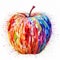 Colorful Paint Splashed Apple: Realism With Surrealistic Elements