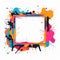 colorful paint splatter frame on a white background