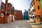 Colorful painted houses in Burano near Venice