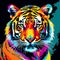 Colorful Painted Tiger: Vibrant Pop Art-inspired Illustration