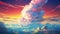 A colorful painting of clouds and a large cloud in the sky, AI