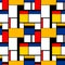 Colorful painting in Piet Mondrian`s style, modern seamless pattern