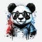 Colorful panda cartoon illustration created with AI tools