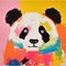 Colorful Panda Painting: Minimalist Artwork For Nursery Room