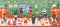 Colorful panorama banner of kids in Kindergarten