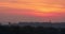 Colorful panorama of Belgrade city and Danube river bank at sunrise in time-lapse