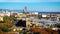 Colorful panorama of the port of Barcelona, views from Montjuic