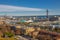 Colorful panorama of the Spanish city of Barcelona, views of the city