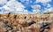 Colorful panoramic rocky seashore with little house