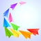 Colorful paper airplanes