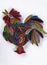 Colorful paper applique of a rooster made by kid