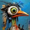 Colorful Paper Bird: A Surrealistic Dystopia Of Trash And Blue Feathers