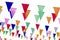 Colorful paper bunting party flags isolated on white background  . Carnival garland with flags. Decorative colorful party pennants