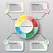 Colorful paper circle with four topics for website presentation cover poster design infographic illustration concept