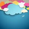 Colorful paper cut clouds shape design