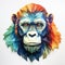 Colorful Paper Cut Monkey Head: Realistic Sculpture With Subtle Irony