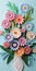 Colorful Paper Flower Art Mother\\\'s Day Decoration In Naive Style