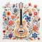 Colorful Paper Guitar With Intricate Patterns - Folk Art Inspired