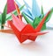 Colorful paper origami birds