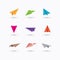 Colorful paper plane icons