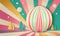Colorful Paper Rays Background With Trees, Large Egg Shape