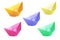 Colorful paper ships isolated on a white