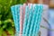 Colorful paper straws for birthday party