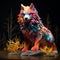 Colorful Paper Wolf Sculpture In Zbrush Style